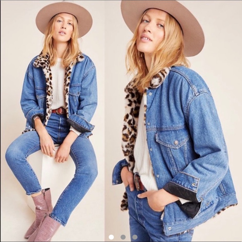 Levi's Leopard Sherpa-Lined Denim Trucker Jacket